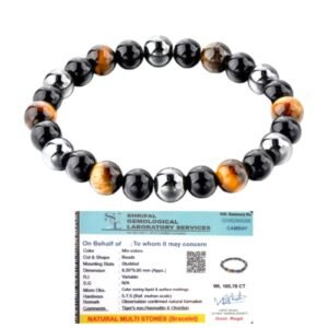 Premium Triple Protection Bracelet Tiger's Eye Hematite Black Obsidian 8mm Lab-Certified Unisex Original Crystal Bracelet For Protection & Removing Negativity