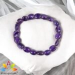 Divinity Healing Natural Amethyst Bracelet AAA Grade Certified Pebble Oval Shape Unisex Real Crystal Bracelet for Spiritual Growth, Calmness, & Intuition Chakra Healing Bracelets Abundance Stones 16