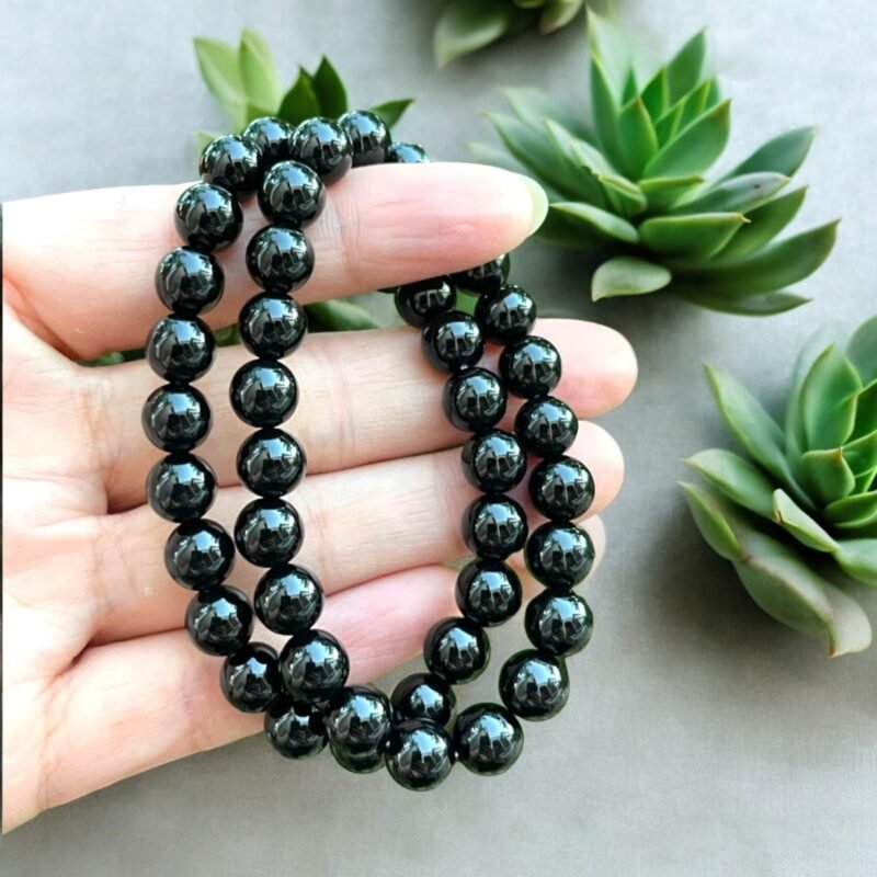 Divinity Healing Natural Black Onyx Bracelet Lab-Certified AAA Grade 8mm Stretchable Unisex Original Crystal Bracelet For Root Chakra, Grounding, Protection & Manifestation Chakra Healing Bracelets Abundance Stones 19