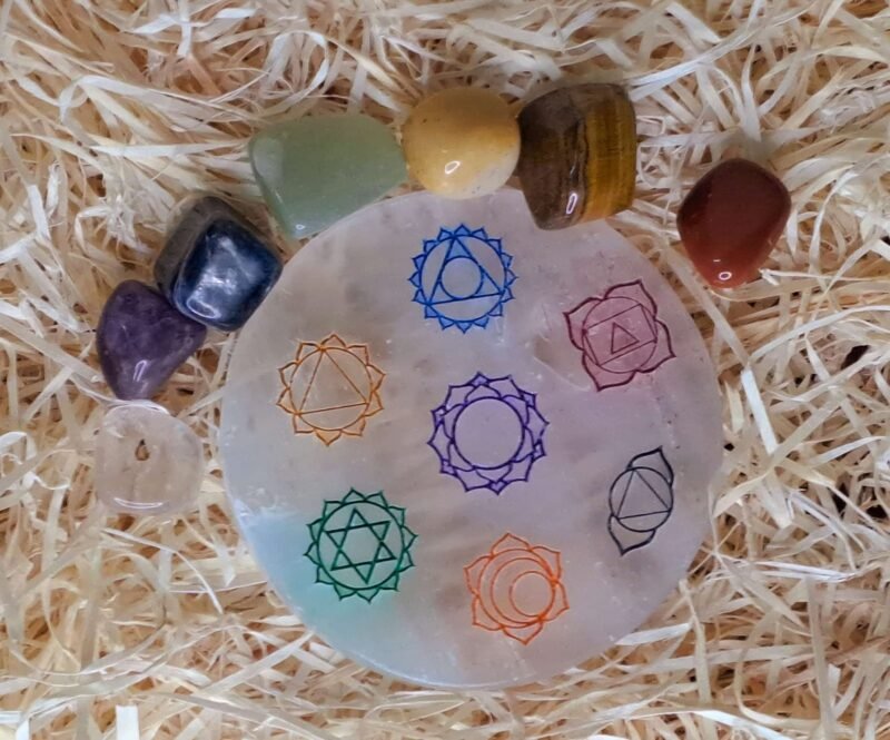 Divinity Healing 7 Chakra Healing Stone Set With Chakra Selenite Charging Disc-Aaa Grade Meditation&Healing Kit Love, Relationships & Harmony 7 Chakra Crystal Item 24