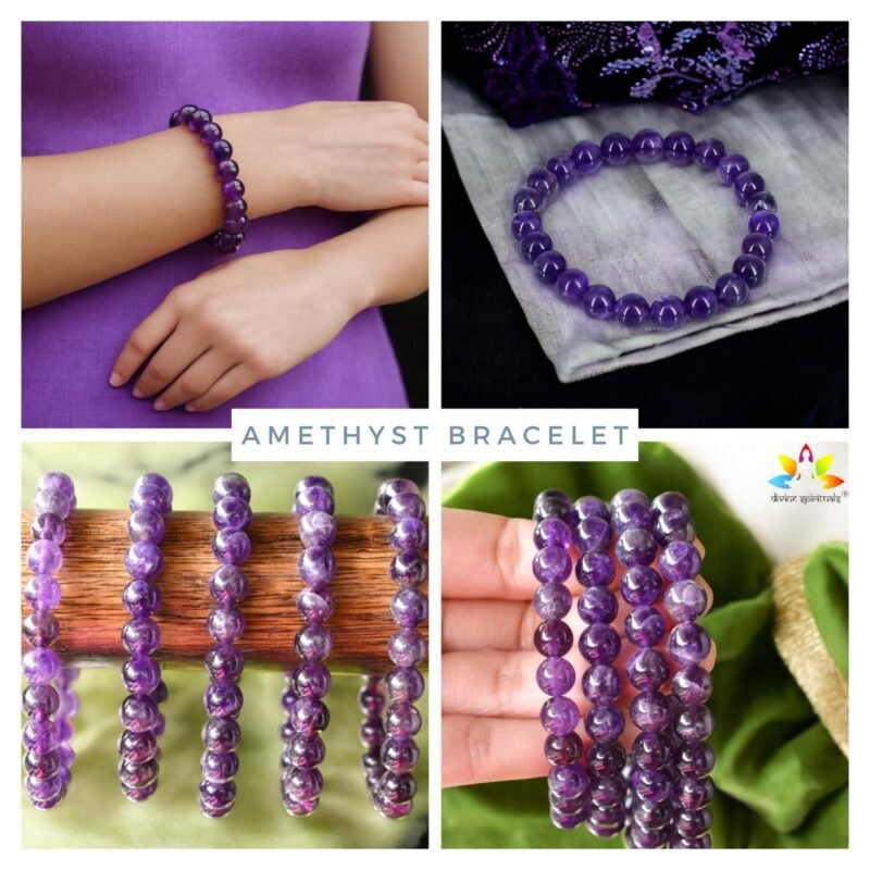 Divinity Healing Premium Natural Amethyst Bracelet Original Certified 8mm Unisex Real Katela/Kathela Bracelet for Peace, Meditation & Manifestation Chakra Healing Bracelets Abundance Stones 16