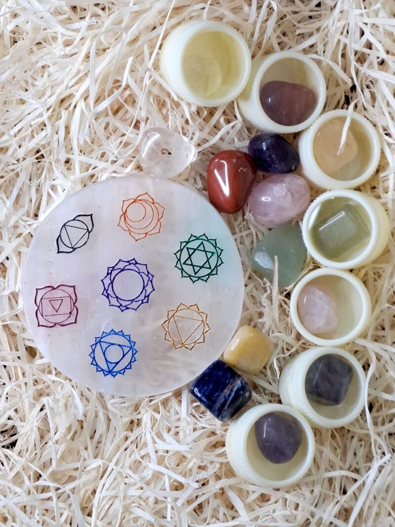 Divinity Healing 7 Chakra Healing Stone Set With Chakra Selenite Charging Disc-Aaa Grade Meditation&Healing Kit Love, Relationships & Harmony 7 Chakra Crystal Item 23
