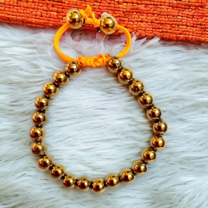 Divinity Healing Lab Certified AAA Quality Golden Pyrite Bracelet 8mm Adjustable Thread Bracelet Money Magnet For Men & Women For Prosperity, Abundance & Manifestation Chakra Healing Bracelets Abundance Stones 18