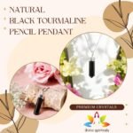 Divinity Healing Natural Black Tourmaline Pencil Pendant Original Certified Polished Unisex Pencil Pendant with German Silver Chain For Removing Negativity, Grounding, Balancing Crystal Jewelry Abundance Stones 21