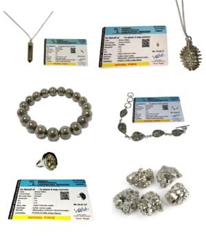 Pyrite Stone Original Divine Manifestation Kit for Willpower Abundance Prosperity Healing and Manifestation (Set of 2 Bracelets 2 Lockets 1 Pryite Geode and 1 Pyrite Ring
