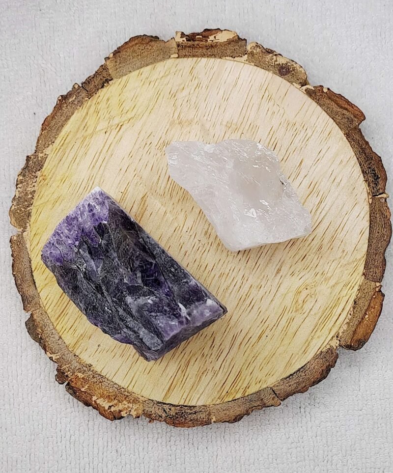 Divinity Healing Amethyst and Clear Quartz AAA Grade Raw Natural Crystal Combo with Wooden Natural Bark Coaster for Healing, Meditation and Manifestation Natural Healing Crystals Abundance Stones 10 Divinity Healing Amethyst and Clear Quartz AAA Grade Raw Natural Crystal Combo with Wooden Natural Bark Coaster for Healing, Meditation and Manifestation Natural Healing Crystals Abundance Stones 10