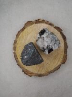 Divinity Healing Hematite and Rainbow MoonStone AAA Grade Raw Natural Crystal Combo with Wooden Natural Bark Coaster for Healing, Meditation and Manifestation Natural Healing Crystals Abundance Stones 13